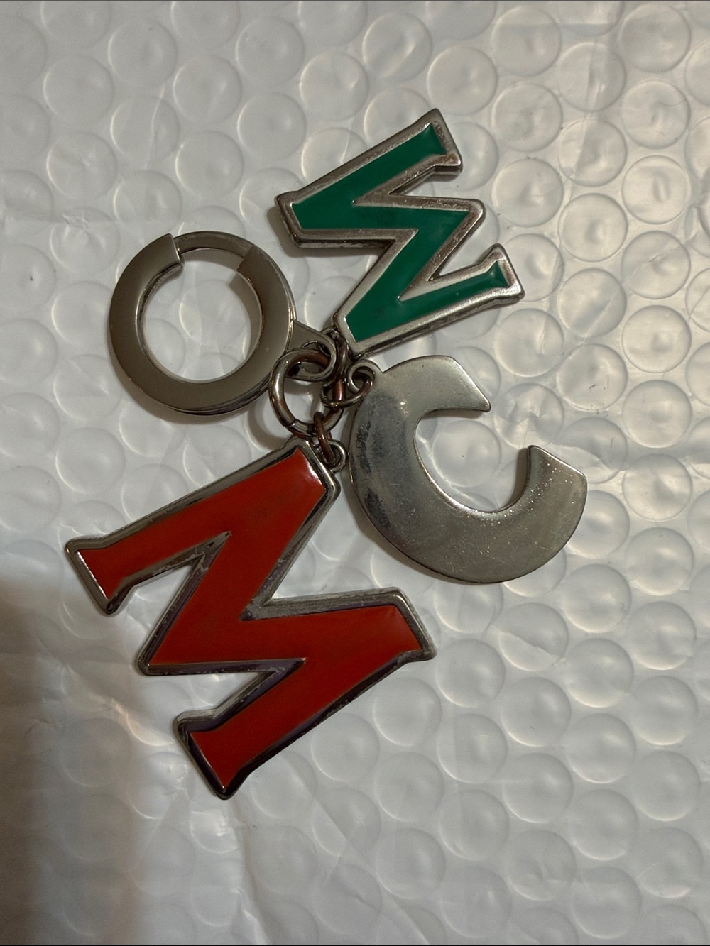 MCM Colorful Letter Charm Keychain - Red, Green, Silver